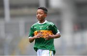 11 August 2019; Declan Osagie, Scoil Mhuire, Banríon, Edenderry, Offaly, representing Kerry, during the INTO Cumann na mBunscol GAA Respect Exhibition Go Games during the GAA Football All-Ireland Senior Championship Semi-Final match between Kerry and Tyrone at Croke Park in Dublin. Photo by Piaras Ó Mídheach/Sportsfile