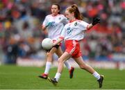 11 August 2019; Grace O'Shea, Scoil Mhuire, Howth, Dublin, representing Tyrone, during the INTO Cumann na mBunscol GAA Respect Exhibition Go Games during the GAA Football All-Ireland Senior Championship Semi-Final match between Kerry and Tyrone at Croke Park in Dublin. Photo by Eóin Noonan/Sportsfile