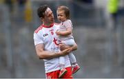 11 August 2019; Colm Cavanagh of Tyrone with his daughter Chloe after the GAA Football All-Ireland Senior Championship Semi-Final match between Kerry and Tyrone at Croke Park in Dublin. Photo by Piaras Ó Mídheach/Sportsfile