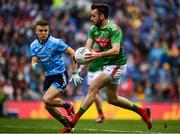 10 August 2019; Kevin McLoughlin of Mayo in action against Eoin Murchan of Dublin during the GAA Football All-Ireland Senior Championship Semi-Final match between Dublin and Mayo at Croke Park in Dublin. Photo by Sam Barnes/Sportsfile