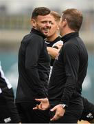 12 August 2019; Andy Boyle with Dundalk head coach Vinny Perth during a Dundalk training session at Tallaght Stadium in Tallaght, Dublin. Photo by Eóin Noonan/Sportsfile