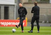 12 August 2019; Dundalk opposition analyst Stephen O'Donnell, left, and Dundalk head coach Vinny Perth during a Dundalk training session at Tallaght Stadium in Tallaght, Dublin. Photo by Eóin Noonan/Sportsfile