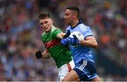 10 August 2019; James McCarthy of Dublin in action against James Carr of Mayo during the GAA Football All-Ireland Senior Championship Semi-Final match between Dublin and Mayo at Croke Park in Dublin. Photo by Sam Barnes/Sportsfile
