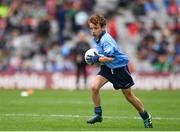 10 August 2019; Cormac Flynn, Scoil Mhuire, Newtownforbes, Longford, representing Dublin,  during the INTO Cumann na mBunscol GAA Respect Exhibition Go Games during the GAA Football All-Ireland Senior Championship Semi-Final match between Dublin and Mayo at Croke Park in Dublin. Photo by Sam Barnes/Sportsfile