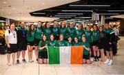 12 August 2019; Members of the Ireland basketball bronze medallist squad return from the FIBA U20 Women’s European Championships Division B Finals, held in Kosovo, at Dublin Airport in Dublin. Photo by Stephen McCarthy/Sportsfile