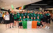 12 August 2019; Members of the Ireland basketball bronze medallist squad return from the FIBA U20 Women’s European Championships Division B Finals, held in Kosovo, at Dublin Airport in Dublin. Photo by Stephen McCarthy/Sportsfile