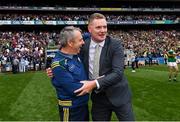 11 August 2019; Kerry manager Peter Keane, left, and Kerry County Board Chairman Tim Murphy following the GAA Football All-Ireland Senior Championship Semi-Final match between Kerry and Tyrone at Croke Park in Dublin. Photo by Ramsey Cardy/Sportsfile