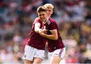 11 August 2019; James McLaughlin and James Webb, right, of Galway celebrate following the Electric Ireland GAA Football All-Ireland Minor Championship Semi-Final match between Kerry and Galway at Croke Park in Dublin. Photo by Stephen McCarthy/Sportsfile