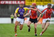 13 August 2019; Lee Chin of team Jim Bolger in action against Joe Lynch of team Davy Russell during the eighth annual Hurling for Cancer Research, a celebrity hurling match in aid of the Irish Cancer Society in St Conleth’s Park, Newbridge. The event, organised by legendary racehorse trainer Jim Bolger and National Hunt jockey Davy Russell, has raised €830,000 to date to fund the Irish Cancer Society’s innovative cancer research projects. The final score was: Jim Bolger’s Best: 15, Davy Russell’s Stars 15. St Conleth’s Park, Newbridge, Co Kildare. Photo by Matt Browne/Sportsfile