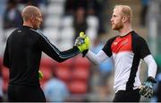 13 August 2019; Dundalk goalkeepers Aaron McCarey, right, and Gary Rogers prior to the UEFA Europa League 3rd Qualifying Round 2nd Leg match between Dundalk and SK Slovan Bratislava at Tallaght Stadium in Tallaght, Dublin. Photo by Stephen McCarthy/Sportsfile
