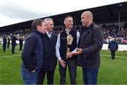 13 August 2019; Former Republic of Ireland player Paul McGrath, right, with, from left to right, Johnny Murtagh, Jim Bolger and Davy Russell at the eighth annual Hurling for Cancer Research, a celebrity hurling match in aid of the Irish Cancer Society in St Conleth’s Park, Newbridge. The event, organised by legendary racehorse trainer Jim Bolger and National Hunt jockey Davy Russell, has raised €830,000 to date to fund the Irish Cancer Society’s innovative cancer research projects. The final score was: Jim Bolger’s Best: 15, Davy Russell’s Stars 15. St Conleth’s Park, Newbridge, Co Kildare. Photo by Matt Browne/Sportsfile