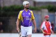 13 August 2019; Former Republic of Ireland international Niall Quinn of team Jim Bolger during the eighth annual Hurling for Cancer Research, a celebrity hurling match in aid of the Irish Cancer Society in St Conleth’s Park, Newbridge. The event, organised by legendary racehorse trainer Jim Bolger and National Hunt jockey Davy Russell, has raised €830,000 to date to fund the Irish Cancer Society’s innovative cancer research projects. The final score was: Jim Bolger’s Best: 15, Davy Russell’s Stars 15. St Conleth’s Park, Newbridge, Co Kildare. Photo by Matt Browne/Sportsfile