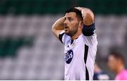 13 August 2019; Patrick Hoban of Dundalk reacts to a referee decision during the UEFA Europa League 3rd Qualifying Round 2nd Leg match between Dundalk and SK Slovan Bratislava at Tallaght Stadium in Tallaght, Dublin. Photo by Stephen McCarthy/Sportsfile