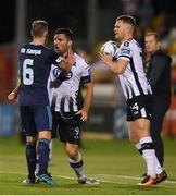 13 August 2019; Patrick Hoban of Dundalk has a coming together with Joeri de Kamps of Slovan Bratislava during the UEFA Europa League 3rd Qualifying Round 2nd Leg match between Dundalk and SK Slovan Bratislava at Tallaght Stadium in Tallaght, Dublin. Photo by Eóin Noonan/Sportsfile