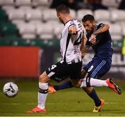 13 August 2019; Erik Daniel of Slovan Bratislava shoots to score his side's third goal during the UEFA Europa League 3rd Qualifying Round 2nd Leg match between Dundalk and SK Slovan Bratislava at Tallaght Stadium in Tallaght, Dublin. Photo by Stephen McCarthy/Sportsfile