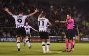 13 August 2019; Dundalk players Patrick Hoban, left, and Patrick McEleney appeal for a handball to referee Robert Schörgenhofer during the UEFA Europa League 3rd Qualifying Round 2nd Leg match between Dundalk and SK Slovan Bratislava at Tallaght Stadium in Tallaght, Dublin. Photo by Eóin Noonan/Sportsfile