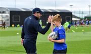14 August 2019; Leinster player Fergus McFadden with a participant during the Bank of Ireland Leinster Rugby Summer Camp in Ashbourne Rugby Club. Photo by Piaras Ó Mídheach/Sportsfile