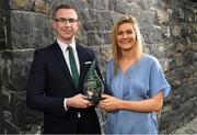 14 August 2019; Grace Kelly of Mayo is presented with her with The Croke Park / LGFA Player of the Month award for July by Peter O'Curry, Sales and Marketing Executive, The Croke Park, at The Croke Park in Jones Road, Dublin. Grace starred for Mayo in their TG4 All-Ireland SFC qualifier victories over Tyrone and Donegal in July, scoring 1-3 against Tyrone and 0-8 in the win against Donegal. Photo by Matt Browne/Sportsfile