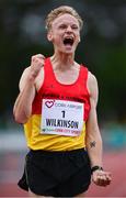 14 August 2019; Callum Wilkinson of Great Britain celebrates after winning the Men's 3000m Walk event sponsored by Cork Airport during the BAM Cork City Sports at CIT Athletics Stadium in Bishopstown, Cork. Photo by Sam Barnes/Sportsfile