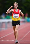 14 August 2019; Callum Wilkinson of Great Britain celebrates after winning the Men's 3000m Walk event sponsored by Cork Airport during the BAM Cork City Sports at CIT Athletics Stadium in Bishopstown, Cork. Photo by Sam Barnes/Sportsfile