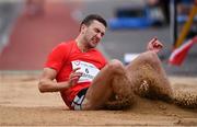 14 August 2019; Jesse Thibodeau of Canada competing in the Men's Long Jump event, sponsored by Cork Airport during the BAM Cork City Sports at CIT Athletics Stadium in Bishopstown, Cork. Photo by Sam Barnes/Sportsfile