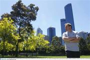 7 November 2003; Ireland coach Eddie O'Sullivan pictured in Batman Park, with Melbourne city centre in the background, after a press conference. 2003 Rugby World Cup, Irish team Press Conference, Holiday Inn, Melbourne, Victoria, Australia. Picture credit; Brendan Moran / SPORTSFILE *EDI*