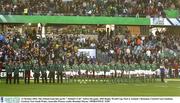 11 October 2003; The Ireland team line up for &quot; Ireland's Call &quot; before the game. 2003 Rugby World Cup, Pool A, Ireland v Romania, Central Coast Stadium, Gosford, New South Wales, Australia. Picture credit; Brendan Moran / SPORTSFILE *EDI*