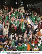 11 October 2003; Ireland fans do the Mexican wave during the game. 2003 Rugby World Cup, Pool A, Ireland v Romania, Central Coast Stadium, Gosford, New South Wales, Australia. Picture credit; Brendan Moran / SPORTSFILE *EDI*