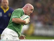 11 October 2003; Keith Wood, Ireland, crosses the line to score his sides 2nd try against Romania. 2003 Rugby World Cup, Pool A, Ireland v Romania, Central Coast Stadium, Gosford, New South Wales, Australia. Picture credit; Brendan Moran / SPORTSFILE *EDI*