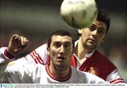 7 November 2003; Jason Byrne, Shelbourne, in action against Darragh Maguire, St. Patrick's Athletic. eircom League Premier Division, St. Patrick's Athletic v Shelbourne, Richmond Park, Dublin. Soccer. Picture credit; David Maher / SPORTSFILE *EDI*