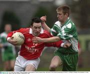 8 November 2003; Johnny Noonan, St. Brigid's, in action against St. Patrick's Damien White. AIB Leinster Club Football Championship, St. Patrick's v St Brigid's, St Brigid's Park, Dundalk, Co. Louth. Picture credit; Ray McManus / SPORTSFILE *EDI*