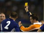 9 November 2003; Raphael Ibanez, France, is shown a yellow card by referee Jonathan Kaplan. 2003 Rugby World Cup, Quarter Final, France v Ireland, Telstra Dome, Melbourne, Victoria, Australia. Picture credit; Brendan Moran / SPORTSFILE *EDI*