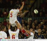 3 October 2003; Matt McCullough, Ulster, in action against Leinster's Des Dillon in the lineout. Celtic Cup Quarter-Final, Ulster v Leinster, Ravenhill, Belfast. Rugby. Picture credit; Matt Browne / SPORTSFILE *EDI*