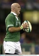 9 November 2003; Keith Wood, Ireland, prepares to throw the ball into the lineout. 2003 Rugby World Cup, Quarter Final, France v Ireland, Telstra Dome, Melbourne, Victoria, Australia. Picture credit; Brendan Moran / SPORTSFILE *EDI*