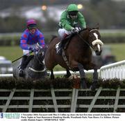 1 November 2003; Euracert with Miss S Collins up clears the last first time around during the Christmas Party Nights at Naas Racecourse Handicap Hurdle, Woodlands Park, Naas Races, Co. Kildare. Picture credit; Damien Eagers / SPORTSFILE *EDI*