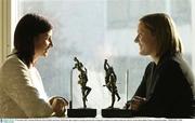 10 November 2003; Christina Heffernan, Mayo football, and Eimear McDonnell, right, Tipperary camogie, pictured after winning the Vodafone GAA Player of the Year Award's. Westin Hotel, Dublin. Picture Credit; David Maher / SPORTSFILE *EDI*