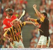 14 September 2003; James McGarry, Kilkenny goalkeeper and James Ryall, Kilkenny in action against Setanta O'hAilpin. Guinness All-Ireland Senior Hurling Championship Final, Kilkenny v Cork, Croke Park, Dublin. Picture credit; Ray McManus / SPORTSFILE