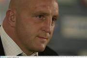9 November 2003; Ireland captain Keith Wood at a post match press conference where he formally announced his retirement from the rugby. 2003 Rugby World Cup, Quarter Final, France v Ireland, Telstra Dome, Melbourne, Victoria, Australia. Picture credit; Brendan Moran / SPORTSFILE *EDI*