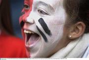 13 November 2003; Orla Breen cheers on the Divine Wood team. Allianz Cumann na Mbunscoil, Divine Wood v Scoil Aine, Parnell Park, Dublin. Picture credit; Damien Eagers / SPORTSFILE *EDI*