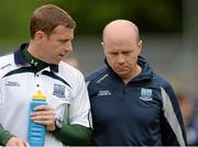 16 June 2013; Peter Canavan, Fermanagh manager, right, along with Kieran Donnelly, assistant manager after the game. Ulster GAA Football Senior Championship Quarter-Final, Cavan v Fermanagh, Brewster Park, Enniskillen, Co. Fermanagh. Picture credit: Oliver McVeigh / SPORTSFILE