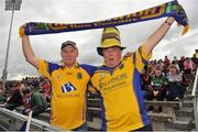 16 June 2013; Roscommon supporters Sean McLoughlin, left, and Willie Tiernan, both from Boyle, Co. Roscommon, before the game. Connacht GAA Football Senior Championship Semi-Final, Mayo v Roscommon, Elverys MacHale Park, Castlebar, Co. Mayo. Picture credit: Barry Cregg / SPORTSFILE