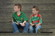 16 June 2013; Mayo supporters Anthony Roland, left, age 8, and his brother Kevin, age 6, from Castlebar, Co. Mayo, before the game. Connacht GAA Football Senior Championship Semi-Final, Mayo v Roscommon, Elverys MacHale Park, Castlebar, Co. Mayo. Picture credit: Barry Cregg / SPORTSFILE
