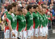 16 June 2013; The Mayo team stand for the National Anthem before the start of the game. Connacht GAA Football Senior Championship Semi-Final, Mayo v Roscommon, Elverys MacHale Park, Castlebar, Co. Mayo. Photo by Sportsfile