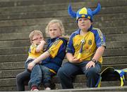 16 June 2013; Roscommon supporters John Boyd, left, age 4, Constance Boyd, age 8, and Desmond Boyd, right, aged 10, from Carrick-On-Shannon, look on during the game. Connacht GAA Football Senior Championship Semi-Final, Mayo v Roscommon, Elverys MacHale Park, Castlebar, Co. Mayo. Photo by Sportsfile
