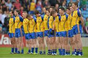 16 June 2013; The Roscommon team stand for the national anthem before the game. Connacht GAA Football Senior Championship Semi-Final, Mayo v Roscommon, Elverys MacHale Park, Castlebar, Co. Mayo. Picture credit: Barry Cregg / SPORTSFILE