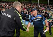 16 June 2013; Mayo manager James Horan shakes hands with Roscommon manager John Evans after the game. Connacht GAA Football Senior Championship Semi-Final, Mayo v Roscommon, Elverys MacHale Park, Castlebar, Co. Mayo. Photo by Sportsfile