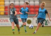 17 June 2013; Republic of Ireland's Dora Gorman, left, and Denise O'Sullivan, right, during squad training ahead of their Senior Women's international friendly against Austria on Tuesday. Republic of Ireland Senior Women Squad Training, Tallaght Stadium, Tallaght, Dublin. Picture credit: Barry Cregg / SPORTSFILE
