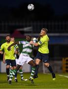 9 August 2019; Daniel Carr of Shamrock Rovers in action against Daniel O'Reilly of Finn Harps during the Extra.ie FAI Cup First Round match between Shamrock Rovers and Finn Harps at Tallaght Stadium in Tallaght, Dublin. Photo by Piaras Ó Mídheach/Sportsfile