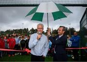 16 August 2019; Republic of Ireland manager Mick McCarthy and Salthill Devon FC chairman Rob Meehan at the opening of an all-weather pitch at Salthill Devon FC following a Republic of Ireland squad announcement in Galway. Photo by Stephen McCarthy/Sportsfile