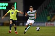 9 August 2019; Lee Grace of Shamrock Rovers in action against Nathan Boyle of Finn Harps during the Extra.ie FAI Cup First Round match between Shamrock Rovers and Finn Harps at Tallaght Stadium in Tallaght, Dublin. Photo by Piaras Ó Mídheach/Sportsfile